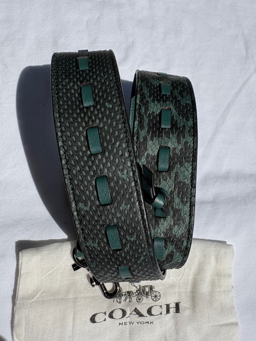 Coach Green Textured Shoulder Strap